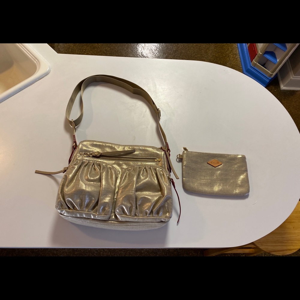 MZ Wallace Gold Crossbody Bag with Pouch